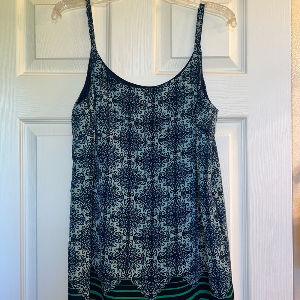 CAbi Blue and White Patterned top